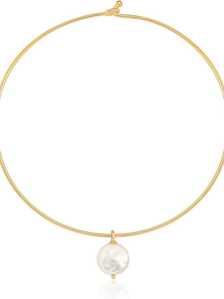 Elegant 18k Gold Plated Chunky Pearl Cuff Choker Necklace For Women, Statement